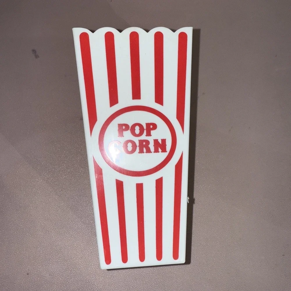 Set of 7 Red White‎ Plastic Popcorn Containers Buckets Home Movie Theater Retro